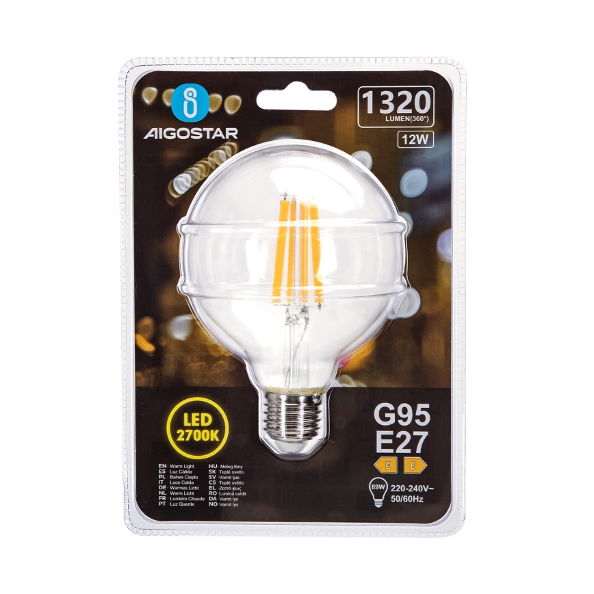 LED Sijalica G95 E27/12W/230V 2700K - Aigostar