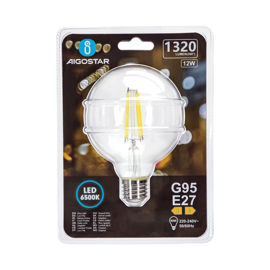 LED Sijalica G95 E27/12W/230V 6500K - Aigostar