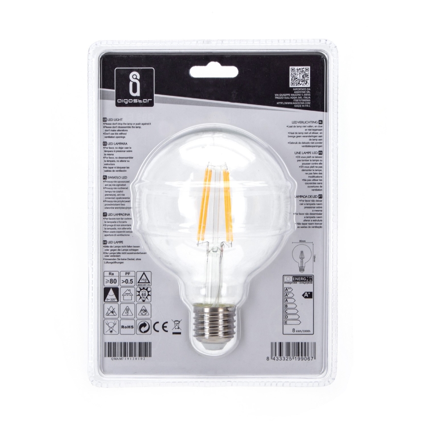LED Sijalica G95 E27/8W/230V 2700K - Aigostar