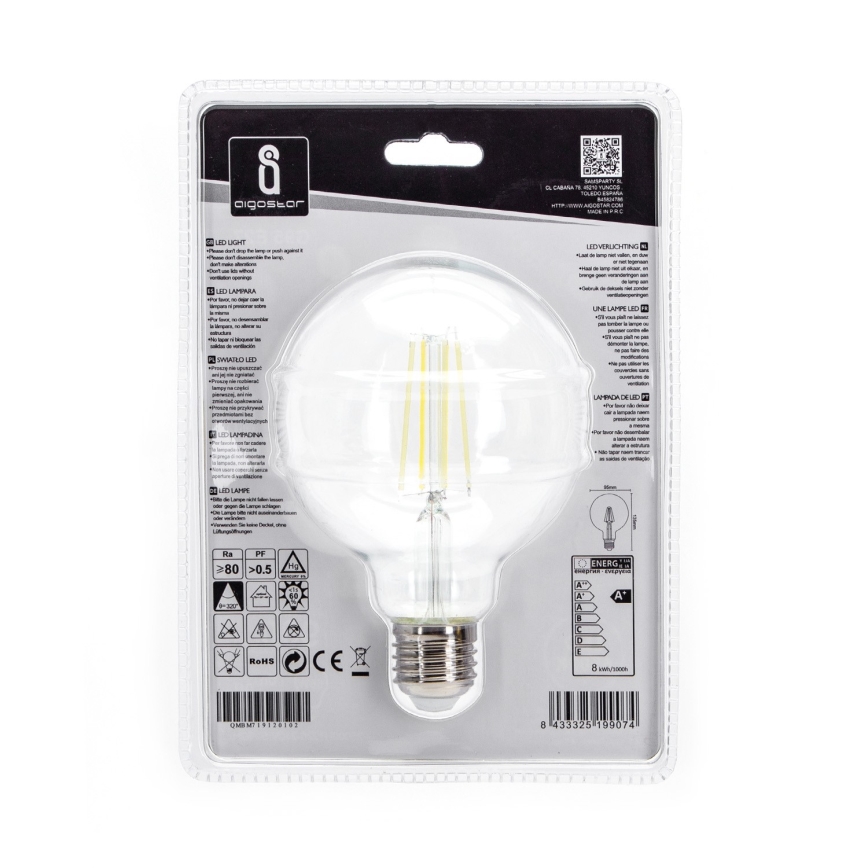 LED Sijalica G95 E27/8W/230V 6500K - Aigostar