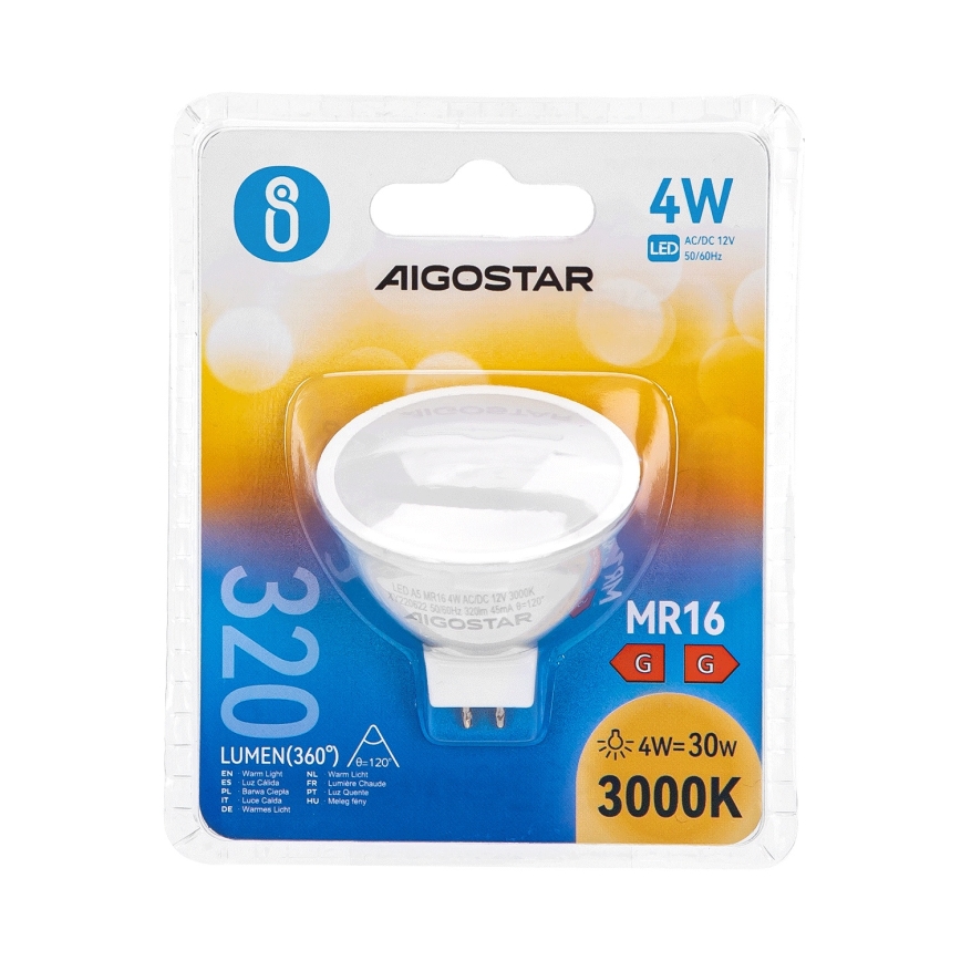 LED Sijalica MR16 GU5,3/4W/12V 3000K - Aigostar