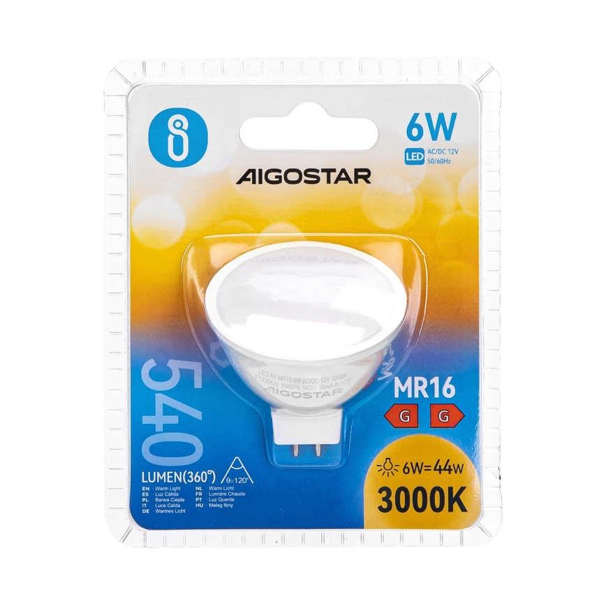 LED Sijalica MR16 GU5,3/6W/12V 3000K - Aigostar