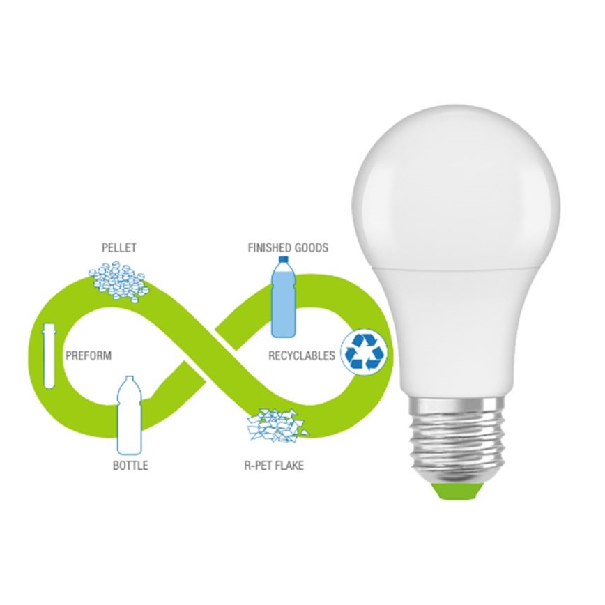 LED sijalica od reciklirane plastike A60 E27/8,5W/230V 2700K - Ledvance