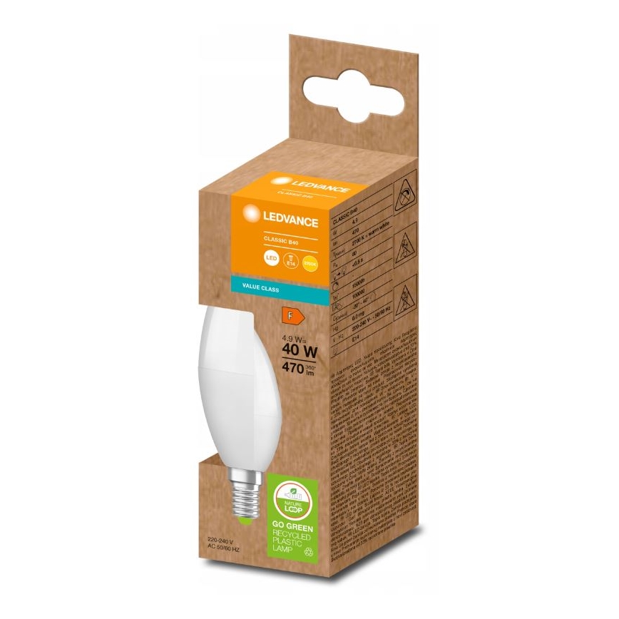 LED sijalica od reciklirane plastike B40 E14/4,9W/230V 2700K - Ledvance
