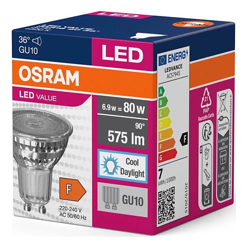 LED Sijalica PAR16 GU10/6,9W/230V 6500K - Osram