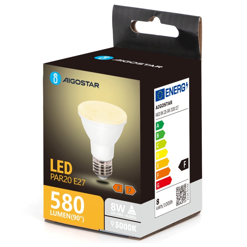 LED Sijalica PAR20 E27/8W/230V 3000K - Aigostar