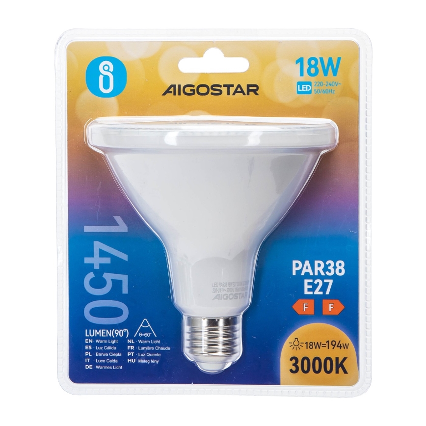 LED Sijalica PAR38 E27/18W/230V 3000K - Aigostar