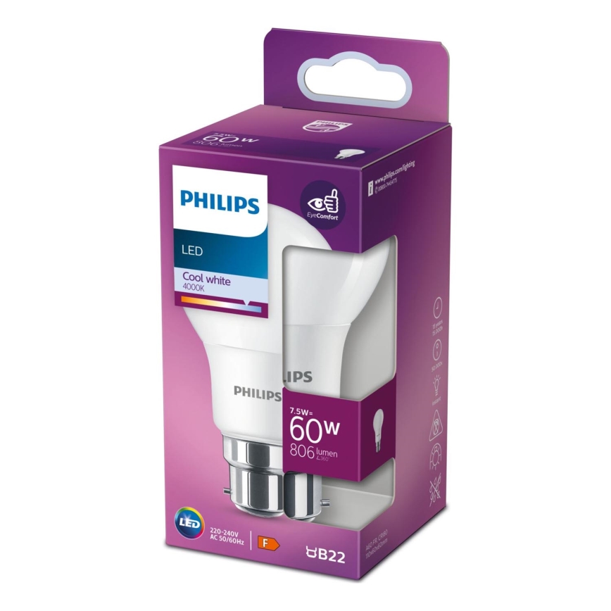 LED Sijalica Philips A60 B22/7,5W/230V 4000K