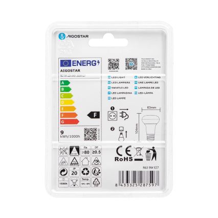 LED Sijalica R63 E27/9W/230V 3000K - Aigostar