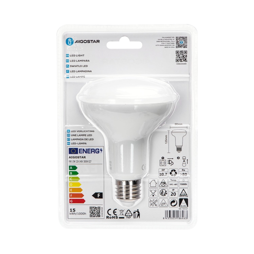 LED Sijalica R90 E27/15W/230V 3000K - Aigostar