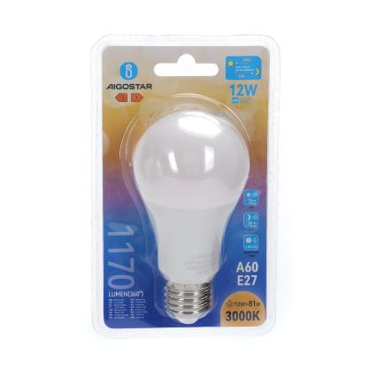LED Sijalica sa senzorom za dan/noć A60 E27/12W/230V 3000K - Aigostar