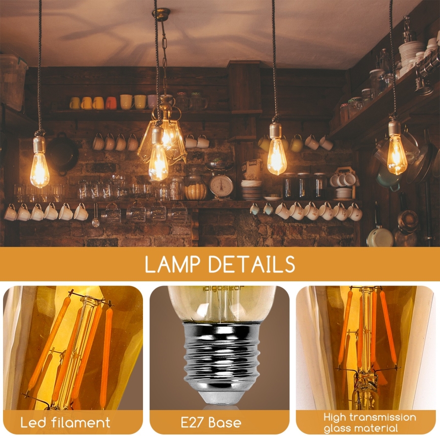 LED Sijalica ST64 E27/8W/230V 2200K - Aigostar