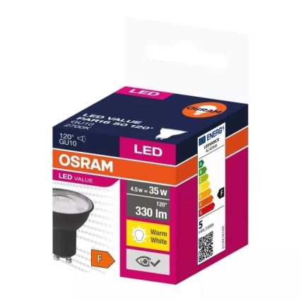 LED Sijalica VALUE PAR16 GU10/4,5W/230V 2700K 120° crno - Ledvance