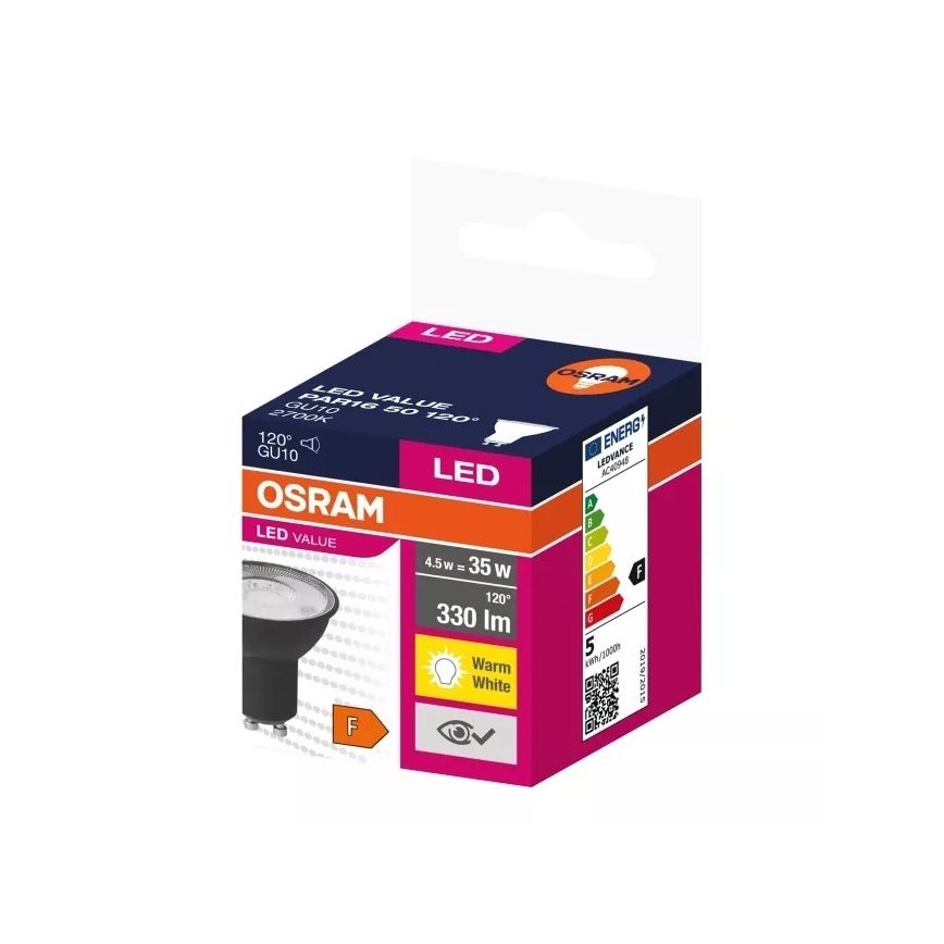LED Sijalica VALUE PAR16 GU10/4,5W/230V 2700K 120° crno - Ledvance