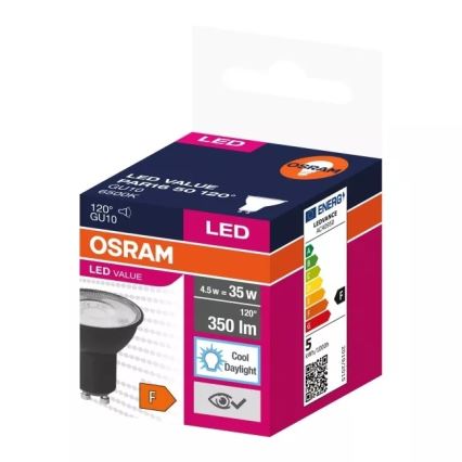 LED Sijalica VALUE PAR16 GU10/4,5W/230V 6500K 120° crno - Ledvance