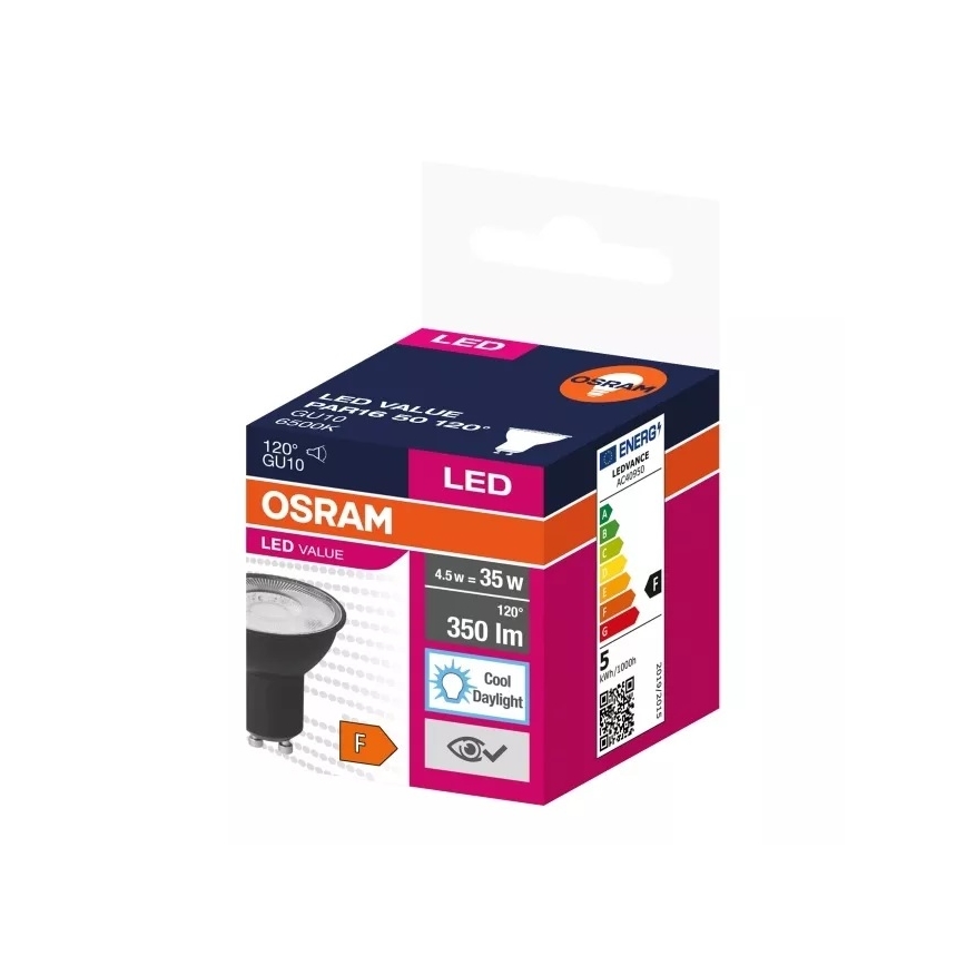 LED Sijalica VALUE PAR16 GU10/4,5W/230V 6500K 120° crno - Ledvance