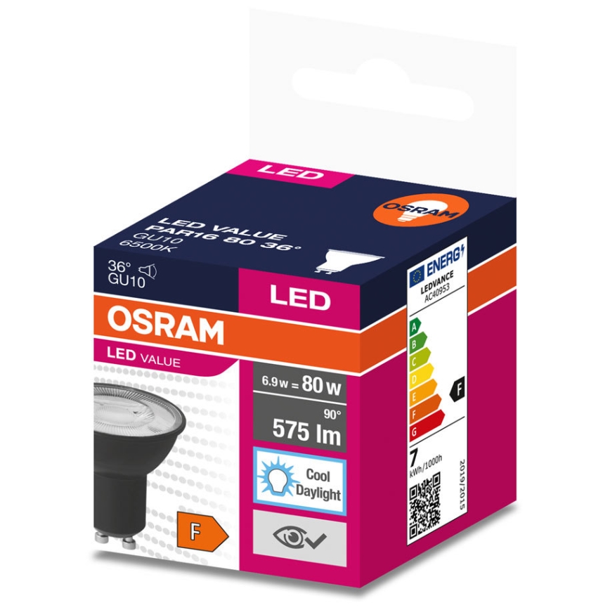 LED Sijalica VALUE PAR16 GU10/6,9W/230V 4000K 36° crno - Ledvance