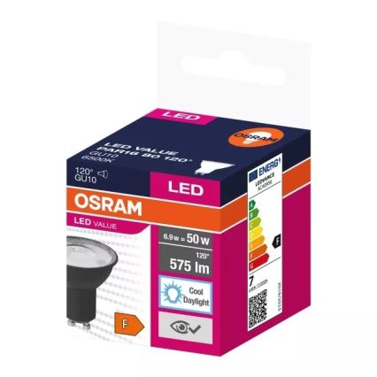 LED Sijalica VALUE PAR16 GU10/6,9W/230V 6500K 120° crno - Ledvance