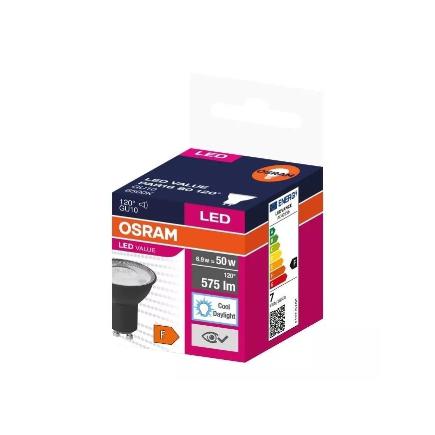 LED Sijalica VALUE PAR16 GU10/6,9W/230V 6500K 120° crno - Ledvance