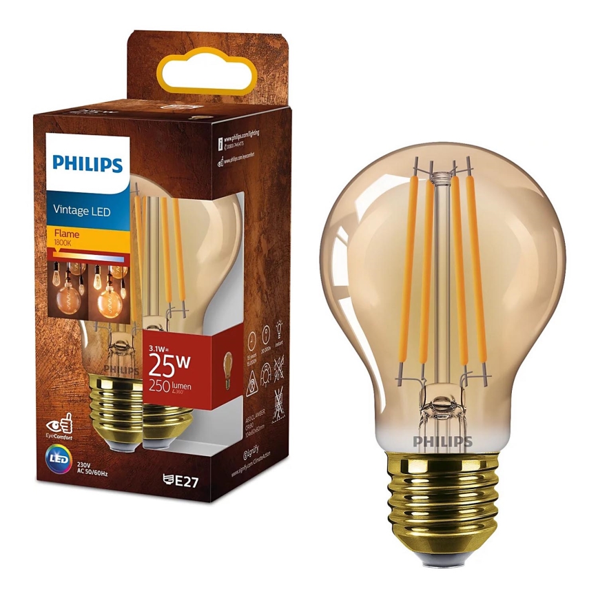 LED Sijalica VINTAGE Philips A60 E27/3,1W/230V 1800K