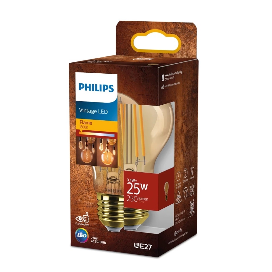 LED Sijalica VINTAGE Philips A60 E27/3,1W/230V 1800K