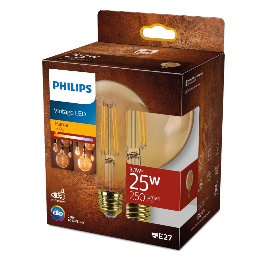 LED Sijalica VINTAGE Philips G95 E27/3,1W/230V 1800K