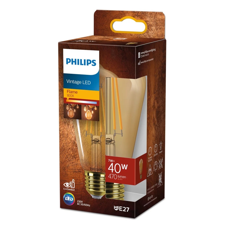 LED Sijalica VINTAGE Philips ST64 E27/7W/230V 1800K