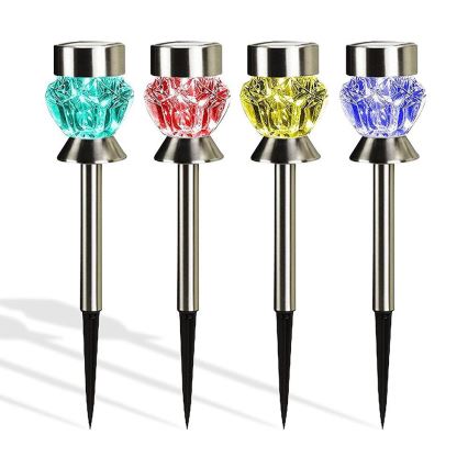 LED Solarna lampa CRYSTAL 2xLED-RGB/0,02W/1xAAA matni hrom IP44
