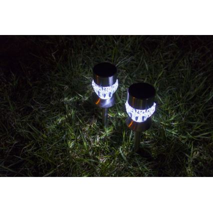 LED Solarna lampa CRYSTAL 2xLED-RGB/0,02W/1xAAA matni hrom IP44
