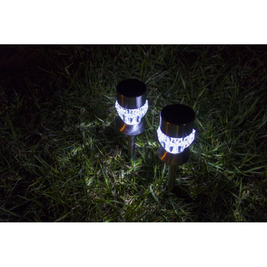 LED Solarna lampa CRYSTAL 2xLED-RGB/0,02W/1xAAA matni hrom IP44