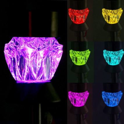 LED Solarna lampa CRYSTAL 2xLED-RGB/0,02W/1xAAA matni hrom IP44