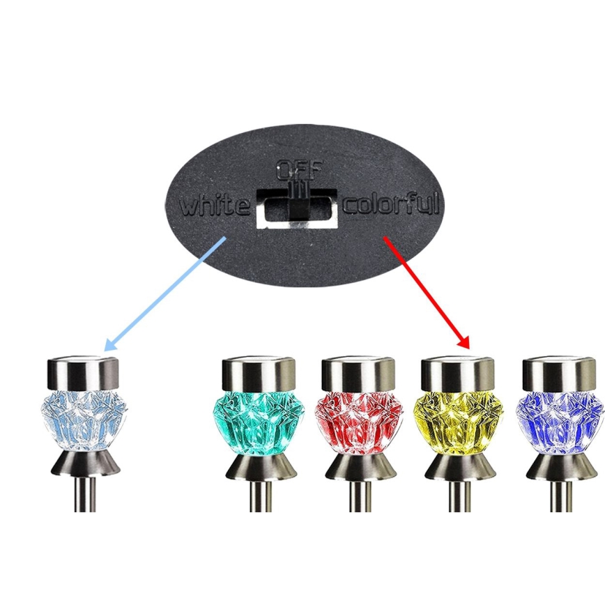 LED Solarna lampa CRYSTAL 2xLED-RGB/0,02W/1xAAA matni hrom IP44