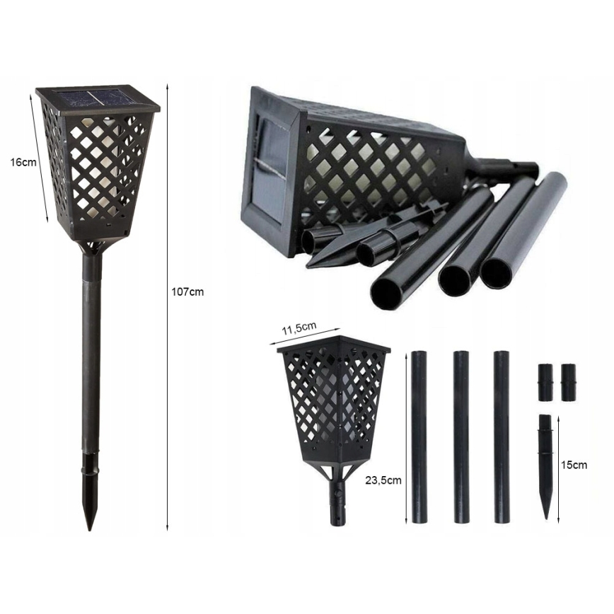 LED Solarna lampa LED/0,6W/5,5V IP65 107 cm crno