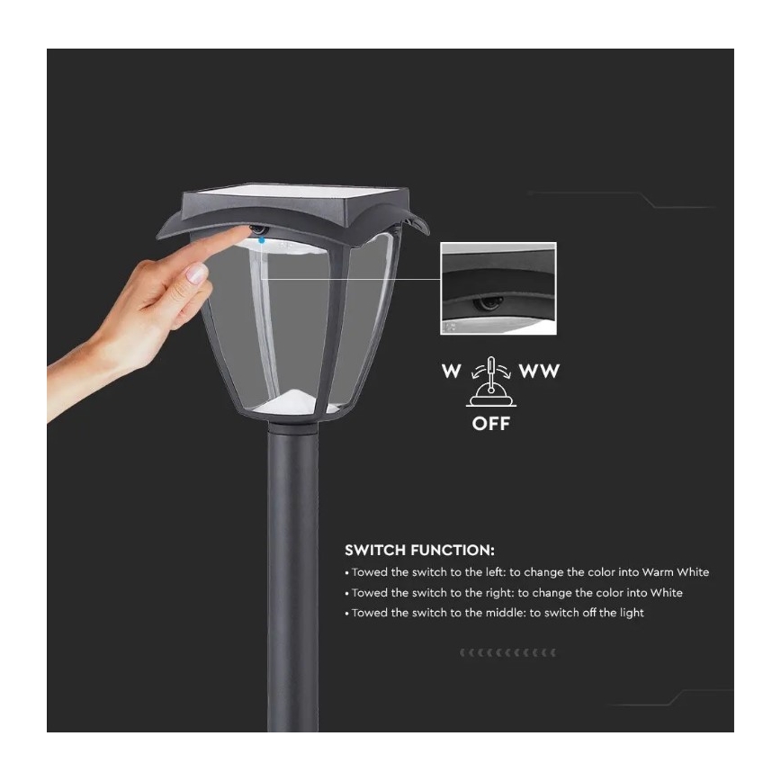 LED Solarna lampa LED/2W/230V 93 cm 3000/6000K IP65 2200 mAh