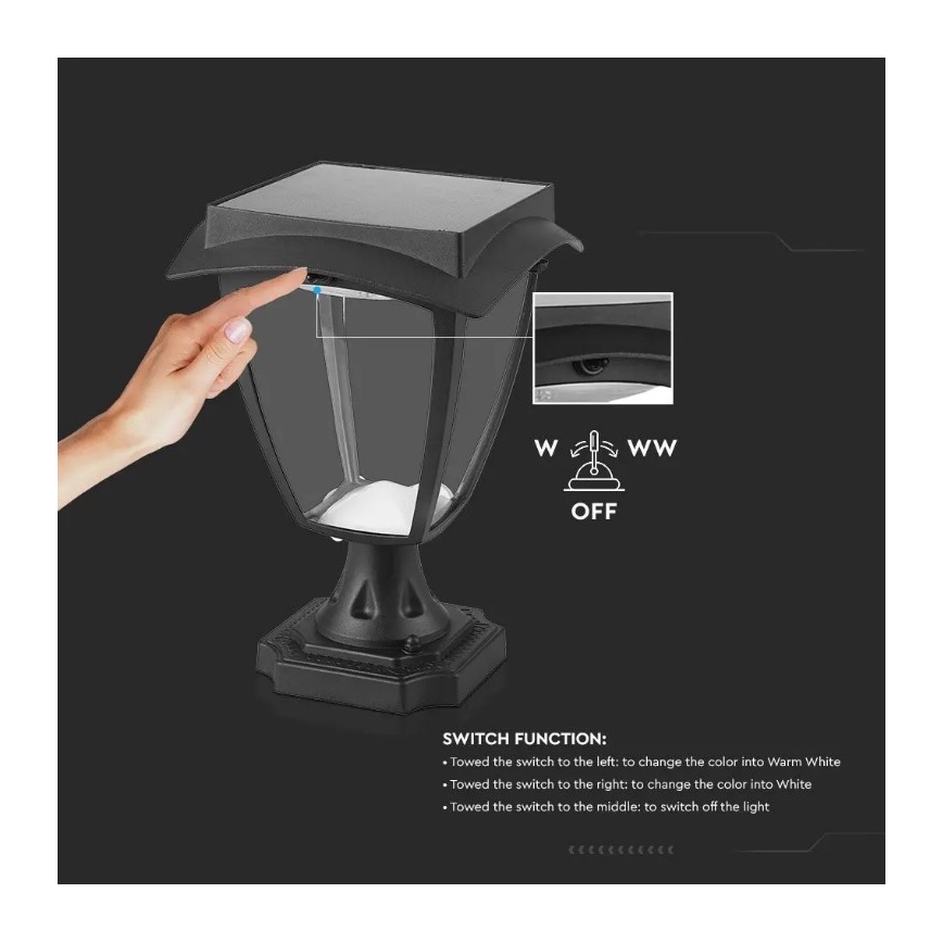 LED Solarna lampa LED/2W/3,7V 3000/6000K IP65 2200 mAh