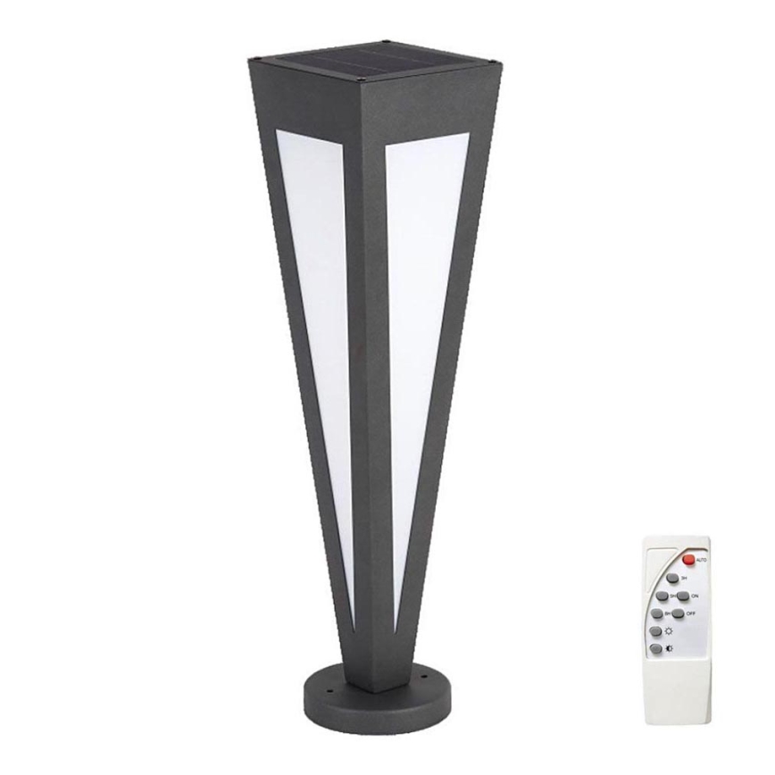 LED Solarna lampa LED/2W/3,7V IP65 3000K 2600 mAh crno + Daljinski upravljač