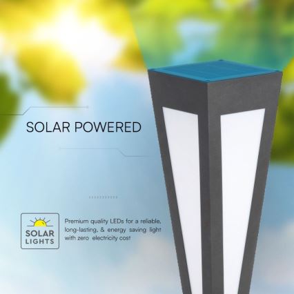 LED Solarna lampa LED/2W/3,7V IP65 3000K 2600 mAh crno + Daljinski upravljač