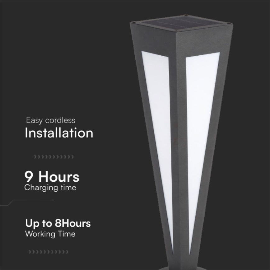 LED Solarna lampa LED/2W/3,7V IP65 3000K 2600 mAh crno + Daljinski upravljač
