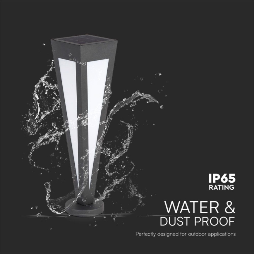 LED Solarna lampa LED/2W/3,7V IP65 3000K 2600 mAh crno + Daljinski upravljač