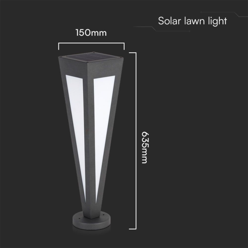 LED Solarna lampa LED/2W/3,7V IP65 3000K 2600 mAh crno + Daljinski upravljač