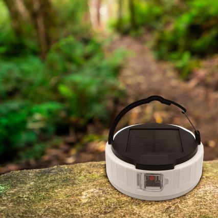 LED Prigušiva punjiva solarna lampa sa funkcijom powerbank-a K3 LED/2W/5,5V 6500K IPX4 2400 mAh crno/bela