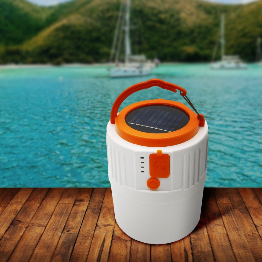 LED Prigušiva punjiva solarna baterijska lampa sa funkcijom powerbank-a K1 LED/3W/3,7V 7000K IPX4 3200 mAh bela