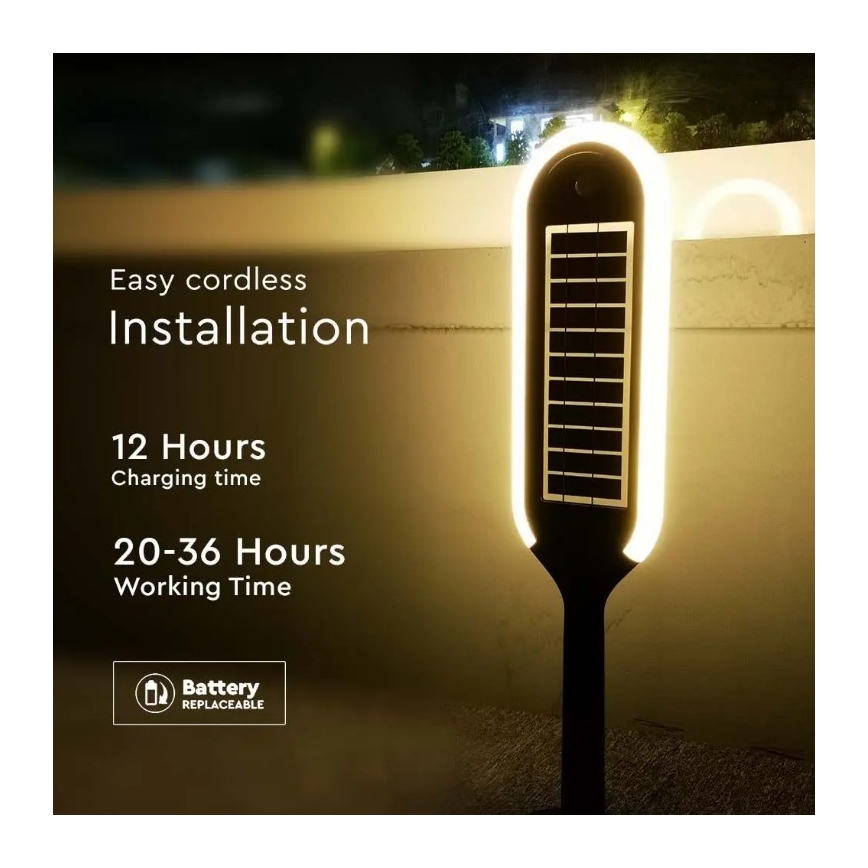 LED solarna lampa sa senzorom BOLLARD LED/5W/5,5V 70 cm 3000K IP65 2000 mAh