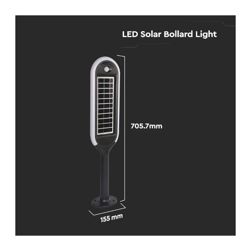LED solarna lampa sa senzorom BOLLARD LED/5W/5,5V 70 cm 4000K IP65 2000 mAh