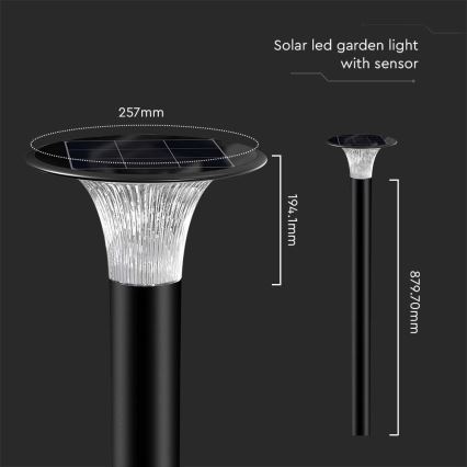 LED Solarna lampa sa senzorom LED/15W/3,2V 4000K/6000K IP65