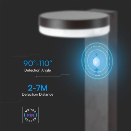 LED solarna lampa sa senzorom LED/2W/3,7V IP54 3000K 2200 mAh okrugla crna