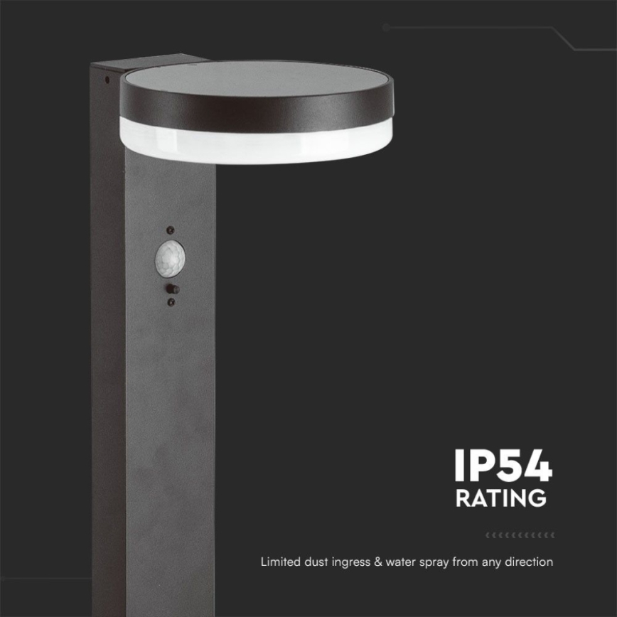 LED solarna lampa sa senzorom LED/2W/3,7V IP54 3000K 2200 mAh okrugla crna