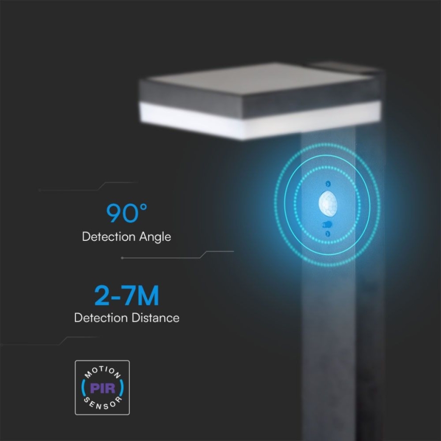 LED Solarna lampa sa senzorom LED/2W/3,7V IP54 3000K uglast crno