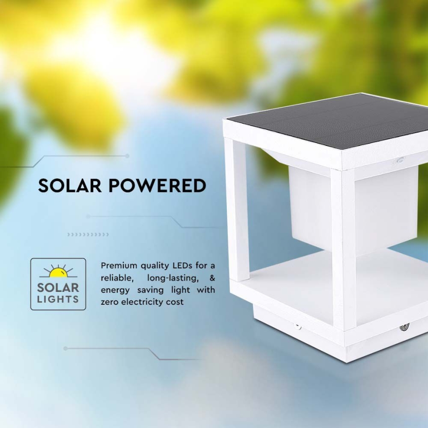 LED Solarna lampa sa senzorom LED/2W/5,5V 3000K IP65 2600 mAh bela