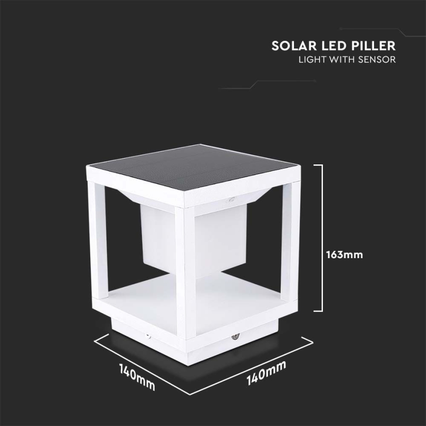 LED Solarna lampa sa senzorom LED/2W/5,5V 3000K IP65 2600 mAh bela